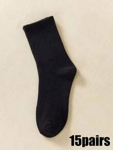 15雙四季通用男女運動襪，白色防臭吸濕加厚襪，舒適日常穿著情侶休閒襪，女款可愛女孩襪，秋冬春季襪，網格細節、導孔設計，吸濕排汗、柔軟光滑，適合各種節日、運動、休閒、商務與日常穿著，可全年穿著 (1/2/3/4/6/10/15雙) - 白色 - 查看 24