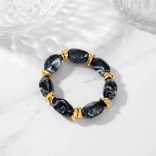 1pc Vintage Bohemian Colorful Beaded Elastic Bracelet, Gold Nugget Pendant Bracelet, Luxury High-End Suitable For Women, Couples, Party, Daily Wear - Multicolor - View 13