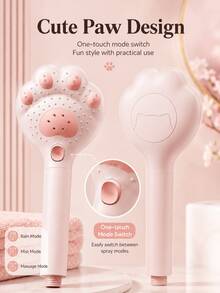 Cabezal de ducha de mano ajustable, diseño de pata de gato, 3 modos de masaje, filtro incorporado, adecuado para baño, montado en la pared o colgante, material de plástico, solo para ducha - multicolor - Ver 8