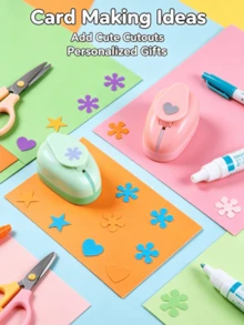 1pc/4pcs Handmade Embossing Tool, DIY Card And Fabric Puncher - Multi-Function Handheld Embossing Machine With Colorful Floral Pattern, Perfect For Scrapbooking, Paper Crafts And Gift Making, No Battery Required, Paper Puncher (Random Color) - B - View 5