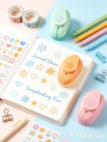 1pc/4pcs Handmade Embossing Tool, DIY Card And Fabric Puncher - Multi-Function Handheld Embossing Machine With Colorful Floral Pattern, Perfect For Scrapbooking, Paper Crafts And Gift Making, No Battery Required, Paper Puncher (Random Color) - B - View 4