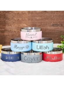 Personalized Non Slip Stainless Steel Pet Bowl With Custom Name, Cat Feeder Bowl, Pet Gift For Cats And Dogs, Engraved, Stylish, Colorful, Vintage, Cute, Unique, For Anniversaries, Birthdays, For Pet Lovers, Modern, Durable - Multicolor - View 11