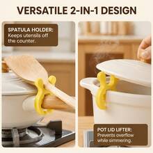 1pc Silicone Pot Handle & Spatula Holder - Rabbit Ear Design Clip-On Kitchen Utensil Rack; Heat-Resistant, Non-Slip And Anti-Splatter Spatula Holder, Suitable For Stove Cooking, Home Cooking And RV Camping - View 6