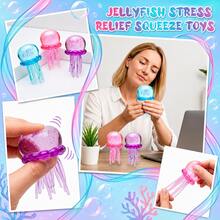 1/3pcs Pink Blue Purple Jellyfish Octopus Squishy, Soft Glitter Jelly Squeeze Stress Relief Fingertip Toy, Cute Sensory Anxiety Relief Decompression Toy, Suitable For Children Teens Adults Office Study, Birthday Christmas Gift - Multicolor - View 5