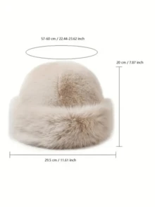 1pc Women's Faux Mink Fur Bucket Hat, Winter Autumn High-End Versatile Plush Mongolian Hat, Large Head Circumference, Warm Ear Protection - Multicolor - View 6