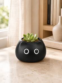 Cute Black Cat Succulent Planter, Mini Cat Flower Pot, 3-Hole Cactus Pot, Desktop Windowsill Plant Pot, Bookshelf Tabletop Decor, Home Office Decor, Cat Lover Gift, Fall Halloween Decor - A - View 1