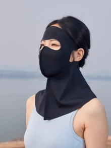 Women's Sun Protection Neck Mask, Summer Sun Protection Neck Mask With Ear Loops For Cycling And Driving, Dust-Proof Face Mask With Cooling Sensation And UV Protection. - Phantom Black - View 3