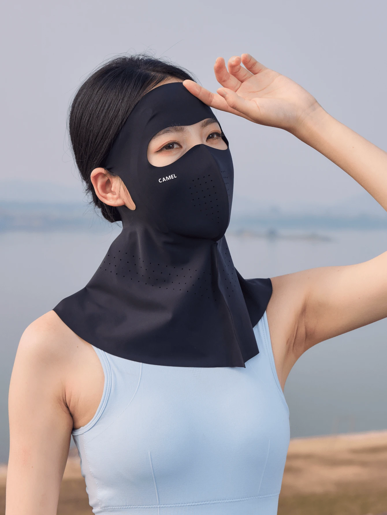 Women's Sun Protection Neck Mask, Summer Sun Protection Neck Mask With Ear Loops For Cycling And Driving, Dust-Proof Face Mask With Cooling Sensation And UV Protection. - Phantom Black - View 1