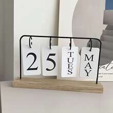 Flip Perpetual Calendar, Metal Frame Wooden Base Perpetual Calendar, Replaceable Date Display - Suitable For Home And Office Decor, Desktop Decorative Calendar With Reusable Page Cards, Durable Material, High-End Exquisite Minimalist Desktop Calendar Decoration Ornament - View 7