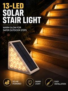 2/6pcs Outdoor Triangular Solar Step Lights, 13 LED IP65 Waterproof Solar Stair & Landscape Lights, Decorative Ambient Lighting For Yard, Villa, Balcony, Garden, Stairs, Street And Other Outdoor Scenes - Multicolor - View 1