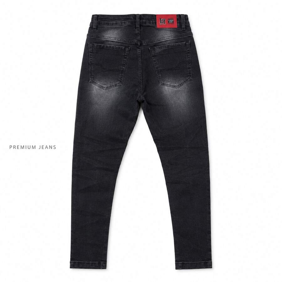 Men's Skinny Player Jeans With Elastane, Black - JO/-05 - View 1