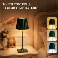 LED Smart High Brightness Desk Lamp, USB Rechargeable, Touch Control, 3-Color Light Modes, Compact Night Light, Vintage Pleated Solid Color Design, 2-In-1 Adjustable Height Lamp Base, Suitable For Bedroom, Living Room, Windowsill, Dining Room, Office, Eye-Protection Soft Light - Desk Lamp - View 2