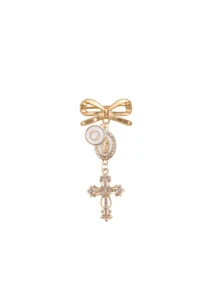 Catholic Cross Brooch, Virgin Mary Amulet, Italian Horn Accessory, Customizable Letter A-Z Cross Bow Brooch, Suitable For Daily Wear And Religious Occasions, Expresses Faith And Adds Fashionable Flair To Outfits, Perfect For Christians, Religious Enthusiasts, Fashion Seekers, Ideal For Church Services, Daily Accessories, Gifts, Holiday Gifts - Multicolor - View 28