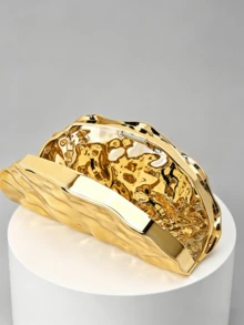 Retro Metal Fan-Shaped Evening Clutch, Gold Formal Occasion Party Ball Unique Style Women's Shoulder Bag - Gold - View 4