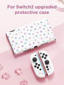 1pc Floral Translucent Glitter Fashion Pattern Protective Case, Compatible With New Switch 2 (2025), Switch NS/Switch OLED, Suitable For Switch 2 Game Console Accessories, Full Set, Storage Bag, Card Slot Dock Shell, Switch Protective Case, Romantic Gift For Switch Players - Multicolor - View 6
