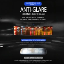 Eliminate Blind Spots: Ultra-Wide Convex Rearview Mirror For Cars, Enhanced Field Of View Interior Rearview Mirror, Easy Installation, Universal Fit For Sedans And SUVs - A - View 8