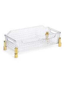 1pc/Set Transparent Cosmetic Storage Box, Diamond Texture Makeup Organizer, Skincare, Lipstick, Jewelry Vanity Countertop Storage Basket, Luxury Elegant Desktop Organizer - Multicolor - View 13