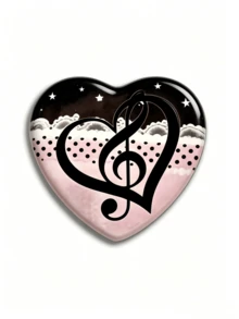 Cute Polka Dot Heart Lapel Pins, 4 Styles Wing Paw Music Flower Resin Button Clips, Decorative Brooch Badges For Clothes Backpack Hats, Birthday Friendship Gifts For Women Girls - Multiple Styles - View 11