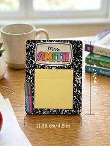 1Pc Personalized Custom Teacher Note Pad Holder With Photo & Text - Decorative Sticky Note Organizer For Classroom, Desk - Customizable Name Card Holder Gift For Teachers, Educators & Appreciation - Multicolor - View 6