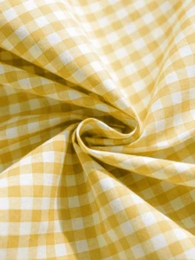 1/20PCS French Style Plaid Vintage Ruffle Edge Table Runner, Suitable For Living Room, Dining Room, Holiday Party, Family Gathering, Wedding Banquet, Birthday Table Decoration, Washable - Yellow - View 5