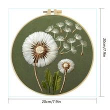 1 Set Kit de Bordado DIY Hecho a Mano, 20x20cm/7.9x7.9in, Patrón de Diente de León, Incluye Tela de Bordado, Manual de Usuario, Marco de Bordado, Aguja e Hilo, Adecuado como Regalo Festivo para Amigos o Familia, Obra de Arte Hecha a Mano para el Hogar y la Oficina - A - Ver 8
