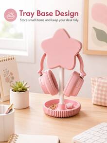 Cute Star Headphone Stand, Japanese Style Cute Headphone Holder With Storage Tray, Aesthetic Desktop Headphone Rack Storage, Stable Base Gaming Headphone Stand, Women Girls Gamer Desktop Decor Accessory, Birthday Christmas Gift, 5 Colors Available - View 9