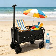 Collapsible Wagon With Wheels, 590 Lbs Wagons Carts Foldable Wagon Cart With FlexibleHandle, Lightweight Portable Folding Utility Grocery Shopping Cart For Grocery Sports Garden Camping. No Assembly Required - View 9