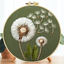 1 Set Kit de Bordado DIY Hecho a Mano, 20x20cm/7.9x7.9in, Patrón de Diente de León, Incluye Tela de Bordado, Manual de Usuario, Marco de Bordado, Aguja e Hilo, Adecuado como Regalo Festivo para Amigos o Familia, Obra de Arte Hecha a Mano para el Hogar y la Oficina - A - Ver 17