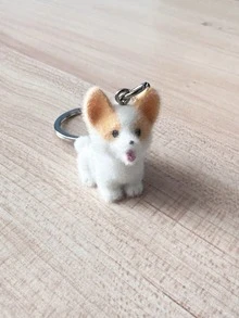 可愛樹脂卡通比熊犬與柯基犬鑰匙圈，時尚汽車鑰匙環包包吊飾 - 彩色 - View 6