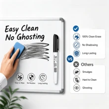 3/12Pcs Black Erasable Whiteboard Markers - Dry Erase Pens For Office School Teaching & Back To School Stationery - Sets - View 5