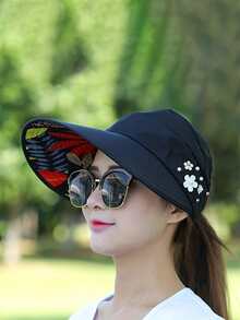 1pc Women's Summer Korean Style New Random Pattern Outdoor Open Top Hat, Foldable Sun Protection Hat For Travel - Sun Protection - View 18