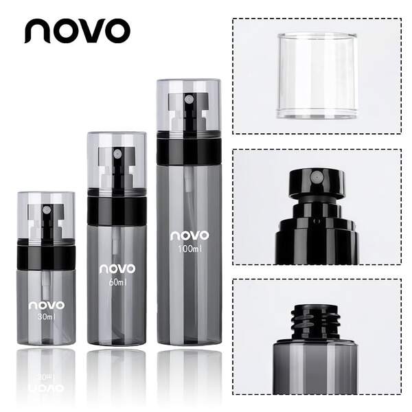 NOVO 1/2/3 زجاجات رذاذ فائقة النعومة، سعة 30 مل/60 مل/100 مل، مقاومة للتسرب، بدون رائحة، زجاجات رذاذ ناعمة قابلة لإعادة التعبئة، مناسبة للتنظيف والعناية بالشعر والرش وتعبئة اللوشن والمكياج والعناية بالبشرة، بخاخ محمول، ضروري للعناية الشخصية