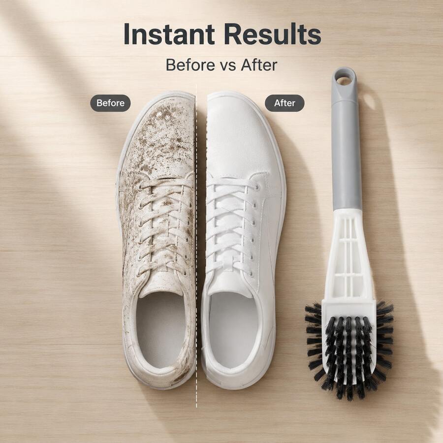 1pc Multi-Function Shoe Cleaning Brush, Soft Bristles Won't Damage Shoes, Full Coverage Shoe Brush, Household Cleaning Tool, Stain Removal Shoe Cleaning Gadget - Multi-functional Shoe Cleaning Brush - View 1