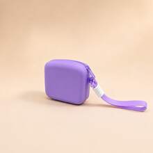 Mini Silicone Storage Bag, Waterproof Cute Zipper Pouch, Portable Coin Earphone Cable Makeup Bag With Wrist Strap For Travel - Purple - View 6