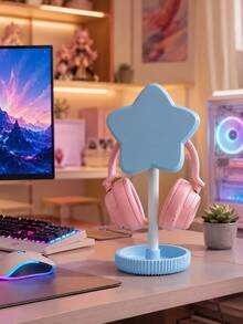 Cute Star Headphone Stand, Japanese Style Cute Headphone Holder With Storage Tray, Aesthetic Desktop Headphone Rack Storage, Stable Base Gaming Headphone Stand, Women Girls Gamer Desktop Decor Accessory, Birthday Christmas Gift, 5 Colors Available - View 3