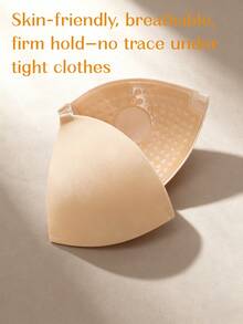 2/1 Pair Of Women's Invisible Strapless Sticky Bra, Fashionable Solid Color Push-Up Bra, Suitable For Parties, Weddings, Dresses Or Daily Use - Apricot - View 4