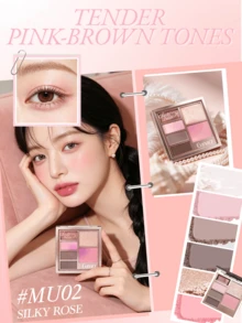 Eunarz 全能創意彩妝盤 | 大氣感霧面眼影與珍珠亮片高光，打造奢華高級妝效 | 專業彩妝盤 - #MU02 Silky Rose - 查看 5