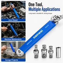 1 Set Impact Offset Extension Wrench Kit, Ratchet Extension Bar With Square Drive Adapter, Universal Tight Space Wrench Extender For Small Working Areas, Auto Repair, Home Improvement, Etc. - 1 Piece Blue - View 3
