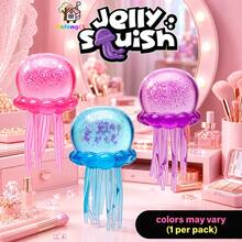 1/3pcs Pink Blue Purple Jellyfish Octopus Squishy, Soft Glitter Jelly Squeeze Stress Relief Fingertip Toy, Cute Sensory Anxiety Relief Decompression Toy, Suitable For Children Teens Adults Office Study, Birthday Christmas Gift - Multicolor - View 4