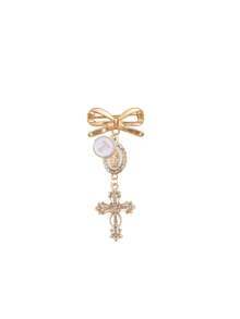 Catholic Cross Brooch, Virgin Mary Amulet, Italian Horn Accessory, Customizable Letter A-Z Cross Bow Brooch, Suitable For Daily Wear And Religious Occasions, Expresses Faith And Adds Fashionable Flair To Outfits, Perfect For Christians, Religious Enthusiasts, Fashion Seekers, Ideal For Church Services, Daily Accessories, Gifts, Holiday Gifts - Multicolor - View 34