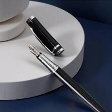 One Pen Luxury Glossy Black Metal Fountain Pen, Smooth Writing, Suitable For Calligraphy Practice, Business-Grade Gift, Suitable For Students And Teachers, Neutral Signature Pen, Replaceable Ink Cartridge - Fountain Pen - View 4
