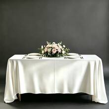 1pc Solid Color Tablecloth, Suitable For Wedding Banquet Party Decoration, Velvet Polyester Tablecloth, Applicable For Meetings, Events, Indoor/Outdoor Dining, Restaurants, Birthday Decoration - White - View 2