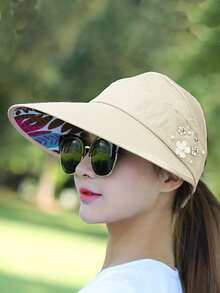 1pc Women's Summer Korean Style New Random Pattern Outdoor Open Top Hat, Foldable Sun Protection Hat For Travel - Sun Protection - View 14