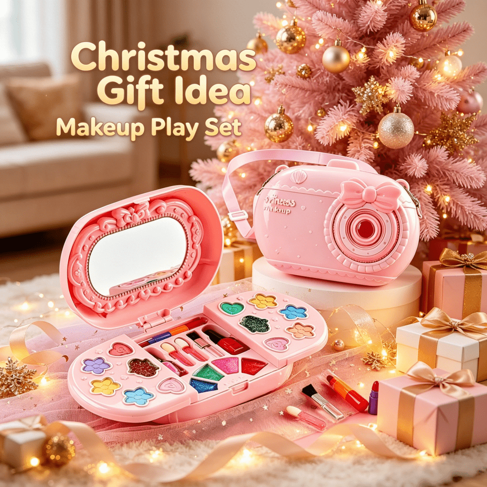 Washable Princess Makeup Kit For Girls, Portable Makeup Suitcase With Mirror, Complete Play Cosmetic Toy Set, Ideal Birthday Christmas Holiday Gift For Little Girls Ages 3+