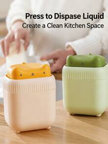 1pc Cute Pastel Cat Face Dish Soap Dispenser Pump Boxes, One-Hand Press Liquid Container For Kitchen Sink, Plastic Hand Soap Holder With Controlled Dispensing For Family Countertop, All-Season - Multiple Colors and Styles - View 2