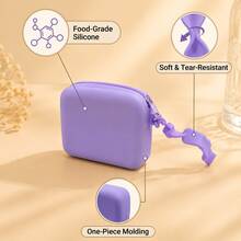 Mini Silicone Storage Bag, Waterproof Cute Zipper Pouch, Portable Coin Earphone Cable Makeup Bag With Wrist Strap For Travel - Purple - View 2