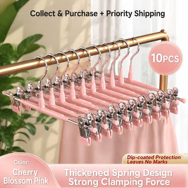 Local Delivery-10cs Pants Hangers With Clips Adjustable Skirt Hangers For Women Non-Slip Trousers Hanger For Jeans Clothes Hangers For Pants