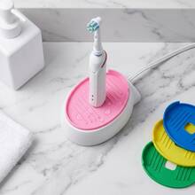 4pcs Electric Toothbrush Charging Base With Drainage Tray, Universal Toothbrush Charging Stand, Waterproof With Water Collection Slot Toothbrush Charger, Bathroom Countertop Non-Slip Electric Toothbrush Storage Charging Base - Multicolor - View 4