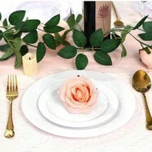 50/25/12/2pcs Transparent Hammered Gold Rim Plates, Transparent Gold Rim, Transparent Bottom Decorated With Gold Rim, Elegant Dessert Plate, Pasta Plate, Pizza Plate, Cake Plate, Salad Plate, Size 7.5 Inches/10.25 Inches, Reusable And Easy To Clean, Suitable For Outdoor Use, Parties, Birthdays, Weddings And Holidays - Transparent - View 2