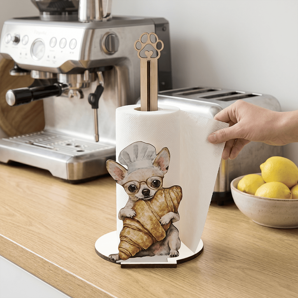 1/3pcs Cute Chef Dog Paw Print Wooden Tissue Holder, Freestanding Tabletop Organizer, Farmhouse Kitchen Cafe Dining Room Home Decor Gift